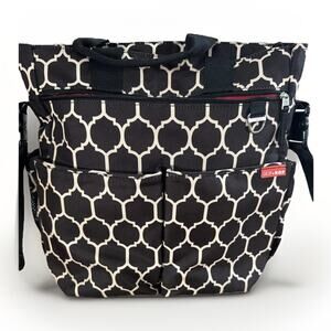 Skip Hop Duo Signature Diaper Bag Onyx Tile Black Geometric Messenger Tote Bag